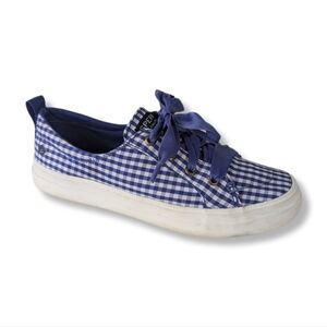 Sperry Women's Blue & White Gingham Lace Up Crest Vibe Sneakers